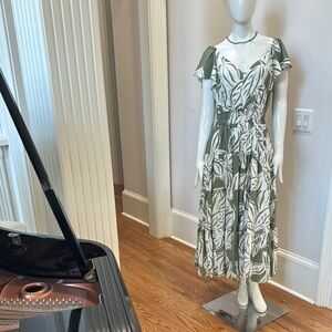 Rachel Zoe Green and White Wrap Sundress with Side POCKETS🔥